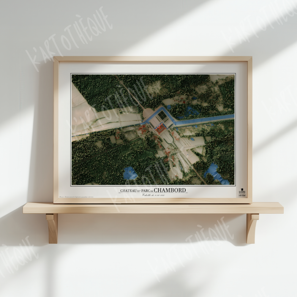 Cartographie du Château et du Parc de Chmabord. Utilisation des données Lidar de l'IGN afin d'obtenir un rendu précis. Version dans un cadre.